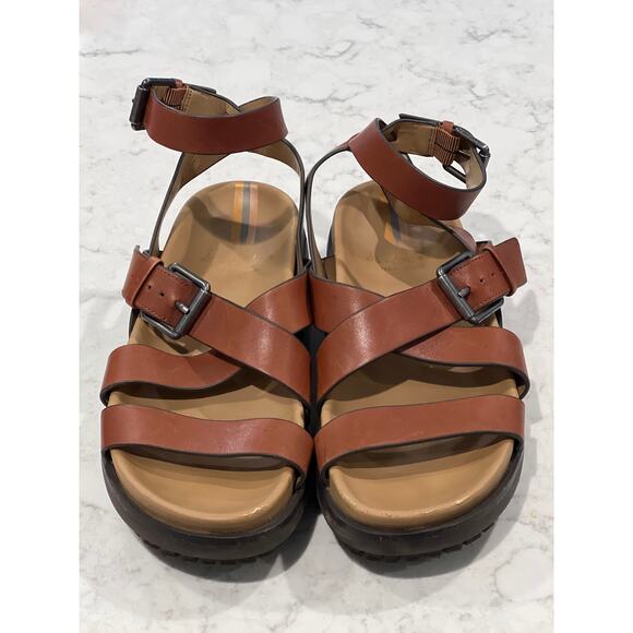 Sam Edelman Women’s Eleanora Leather Lug-Sole Ankle Strap Sandals Size 6.5 Brown - Picture 4 of 8